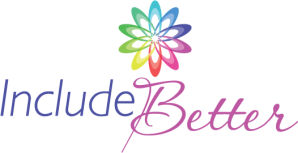 Include Better logo, the words "Include Better" with a rainbow spin-wheel above
